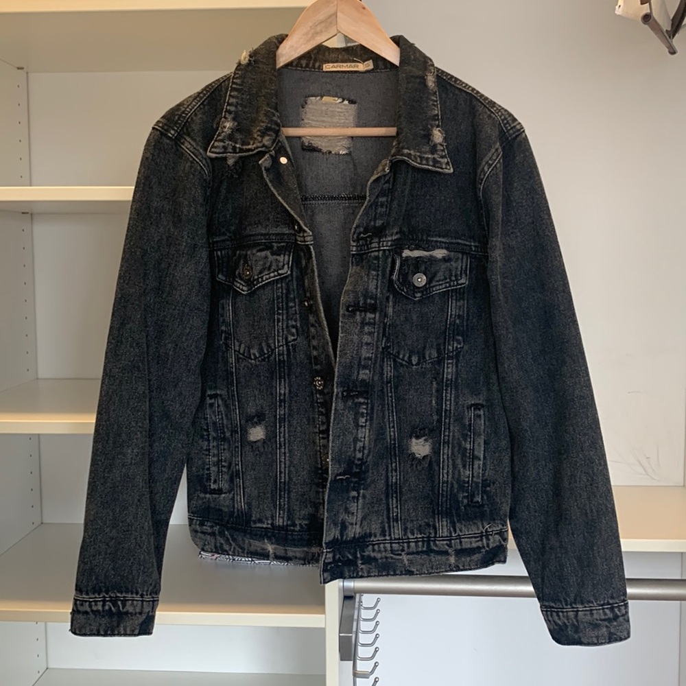 Carmar Black Distressed Oversized Denim Jacket